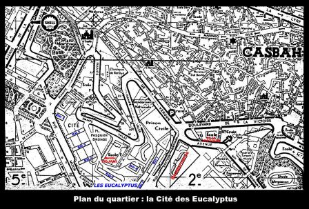 Plan du quartier : la cité des Eucalyptu